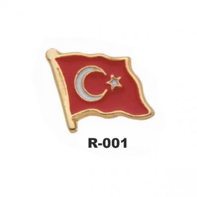 Türk Bayrağı Döküm Yaka Rozeti - R-001 