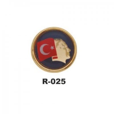 Damla Etiketli Atatürk,Türk Bayrağı Altın Kaplama Rozet