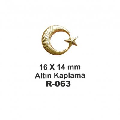 DÖKÜM  TIRTIKLI AY YILDIZ  ROZET 16X14 mm   ALTIN KAPLAMA