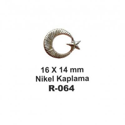 DÖKÜM   TIRTIKLI AY YILDIZ  ROZET  16X14 mm   NİKEL KAPLAMA